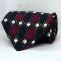Black Navy Crimson Diamond Trellis Broad Silk Tie
