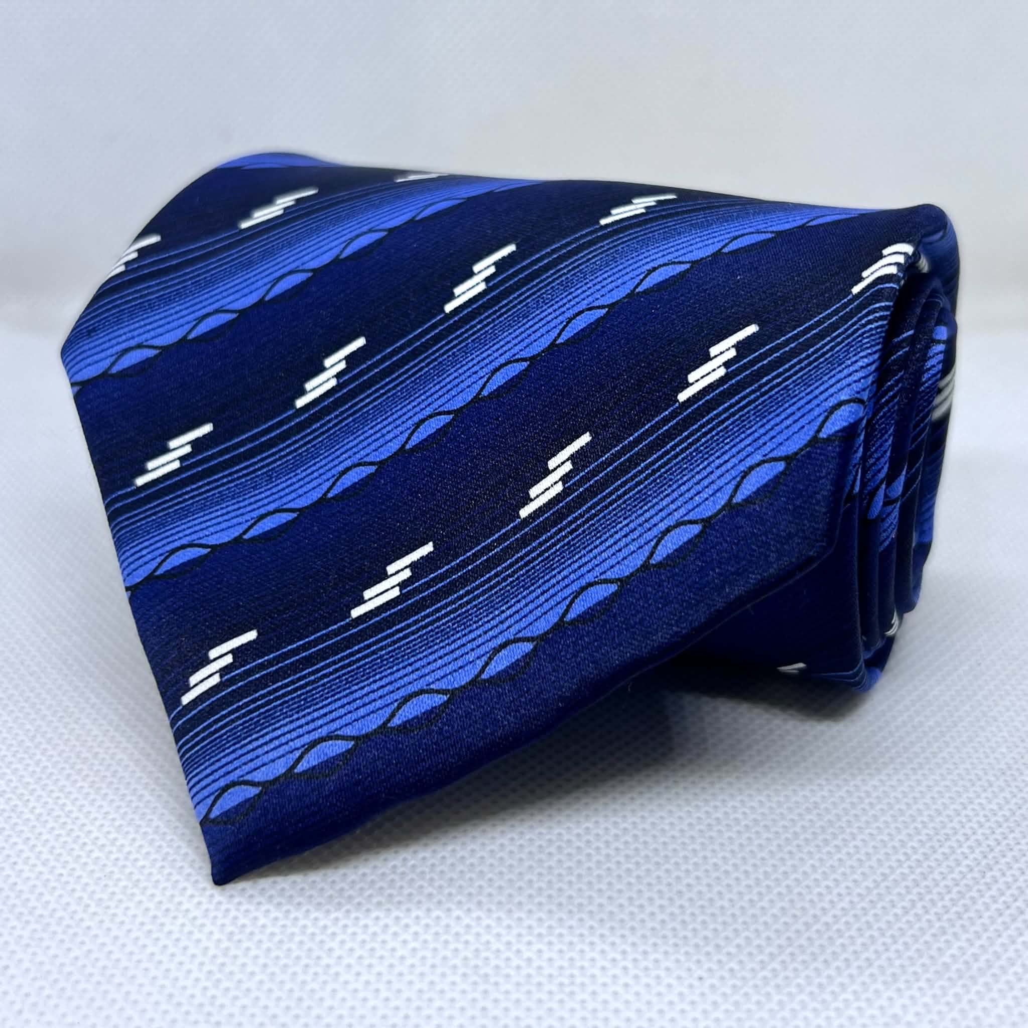 Sapphire Motion Stripe Silk Broad Tie