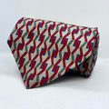 Cream, Red & Blue Abstract Silk Broad Tie