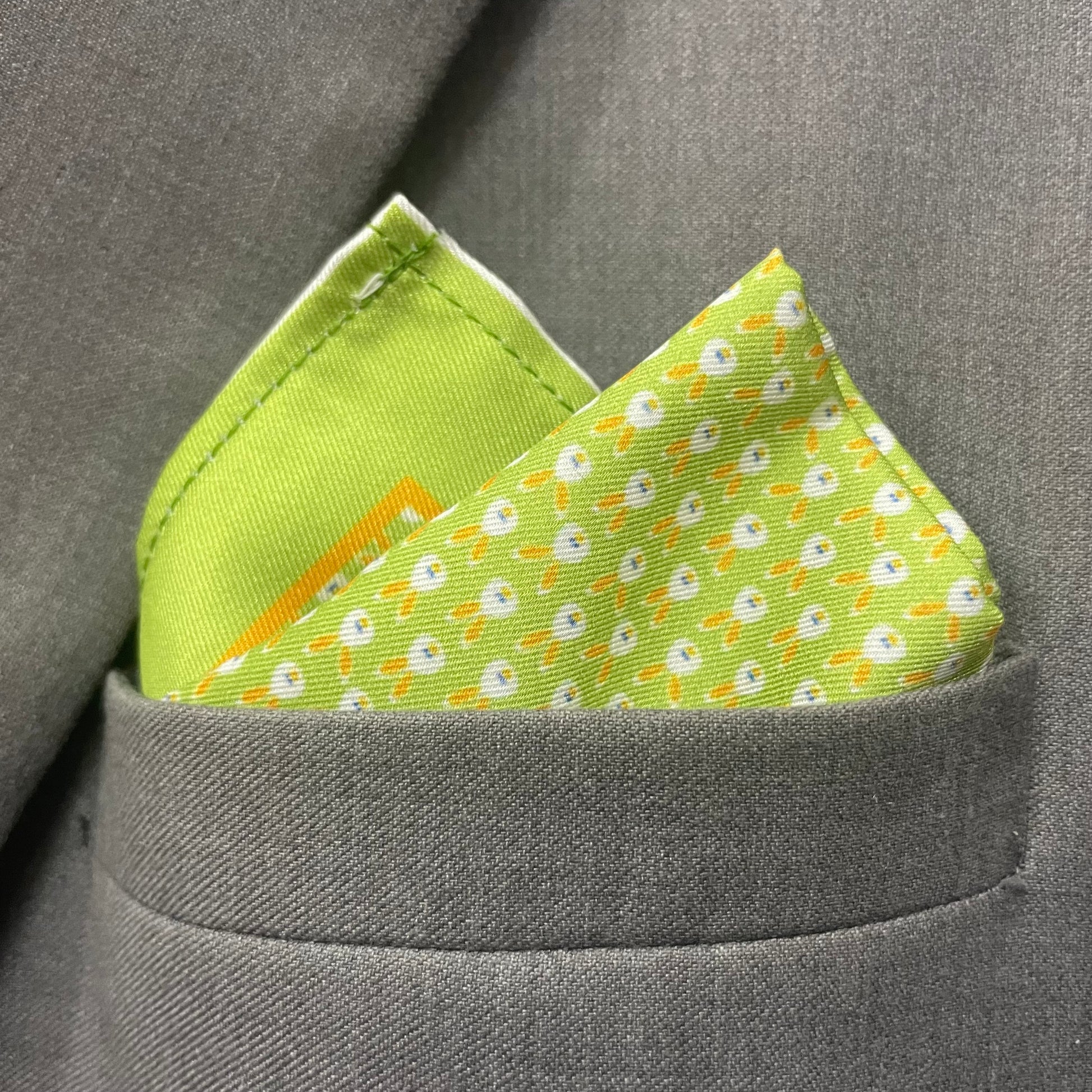 14 by 14 inches Lime Bunny Fresh Pocket Square (Green)