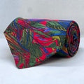 Tropical Crimson Multicolor Botanical Broad Silk Tie