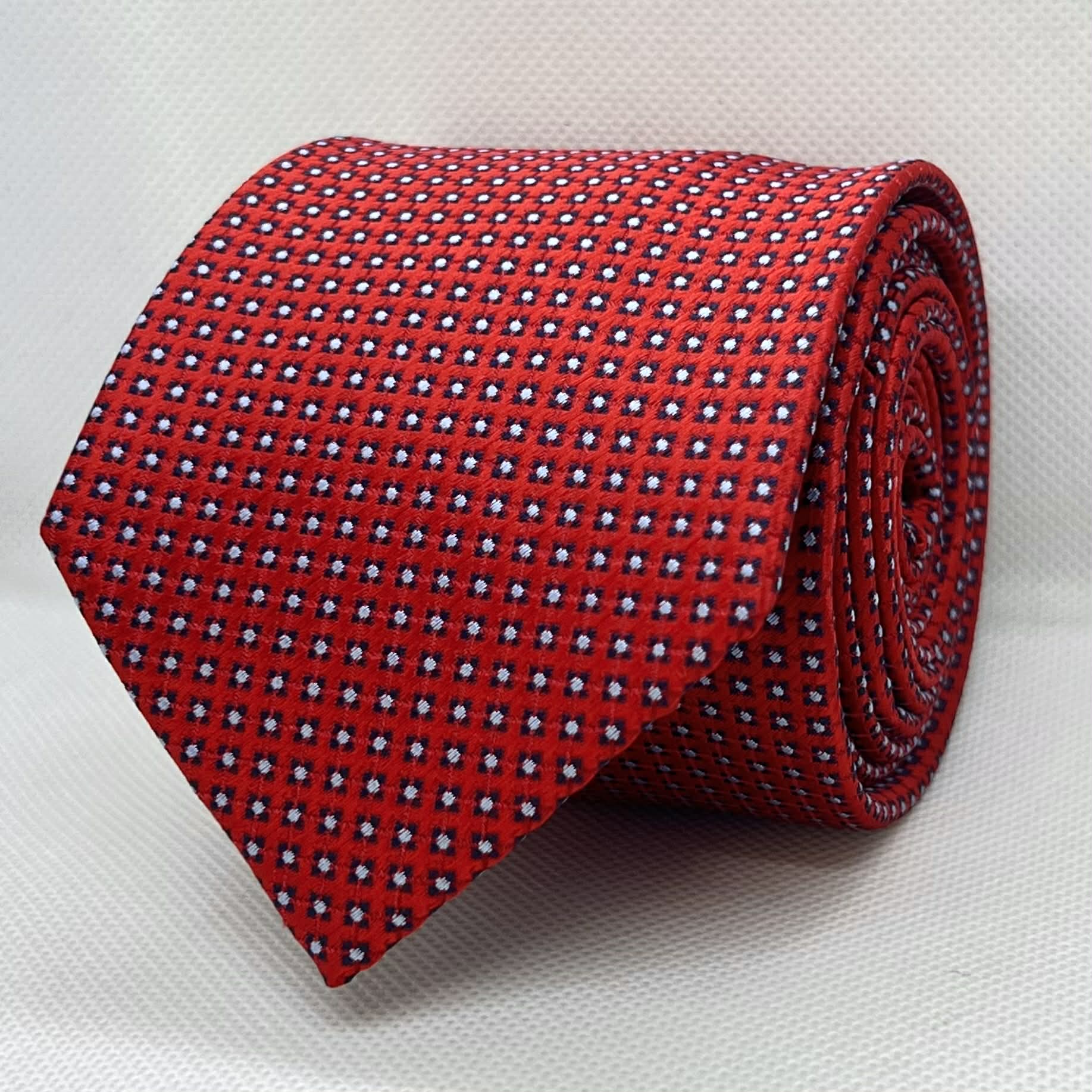 Classic Red Textured Small Pattern Polyester Tie