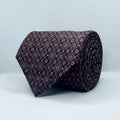 Midnight Burgundy Medallion Floral Pattern Silk Broad Tie