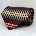 Burgundy Gold Regency Stripe Broad Silk Tie