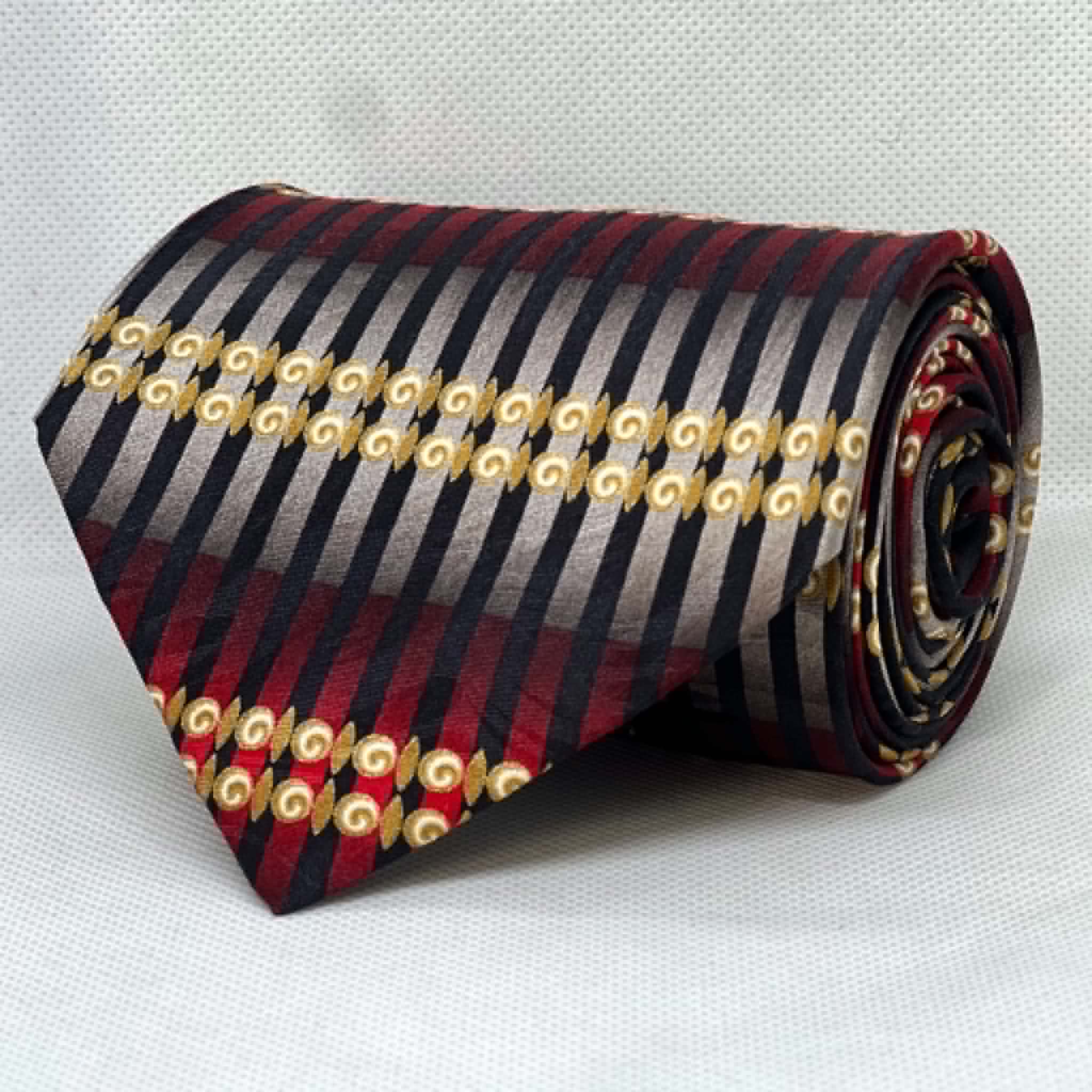 Burgundy Gold Regency Stripe Broad Silk Tie