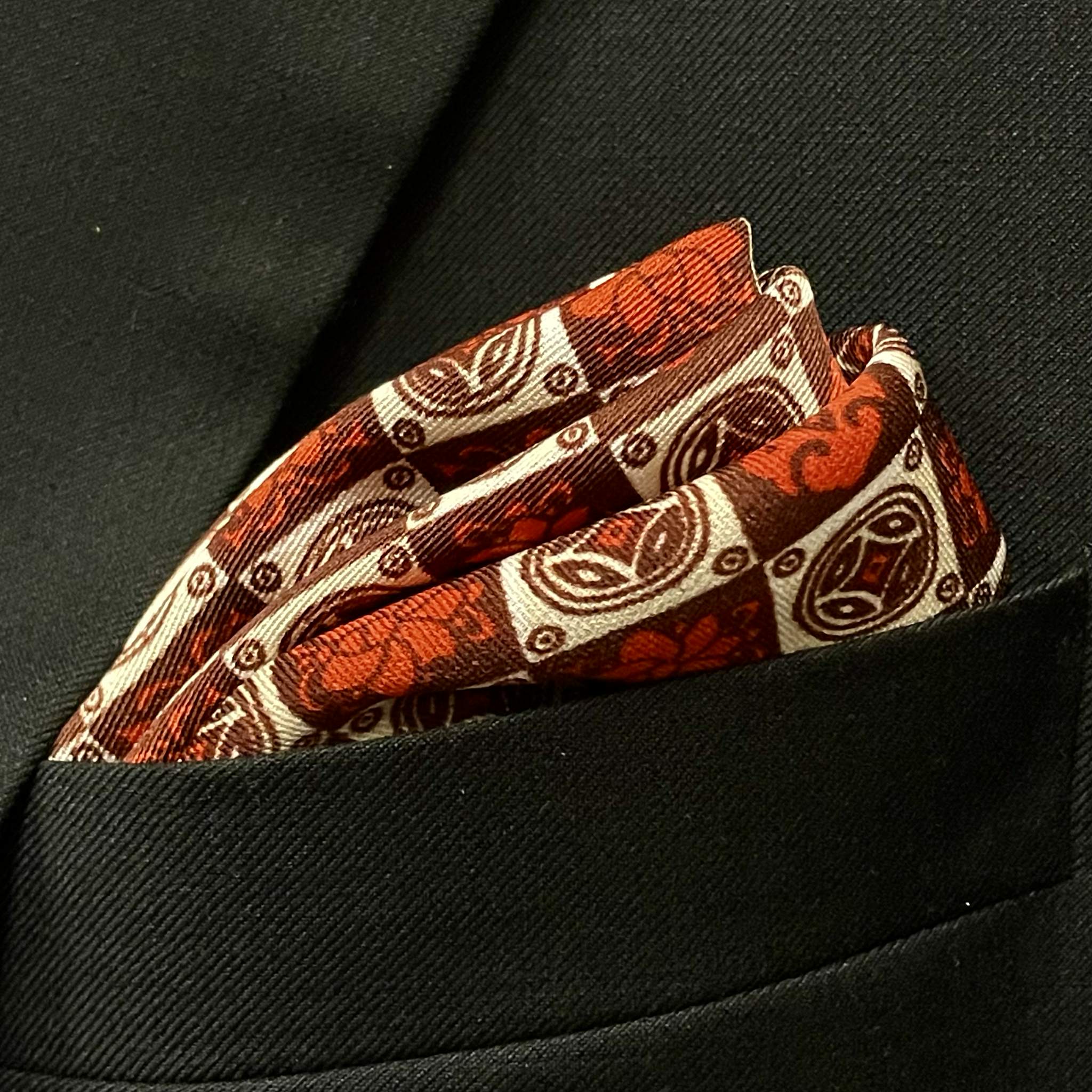 13 BY 13 inches Rust Red Paisley Pocket Square