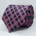 65% Cotton 35% Polyester Pink Lattice Noir Designer Necktie