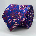 Navy Blue Floral Paisley Microfiber Tie