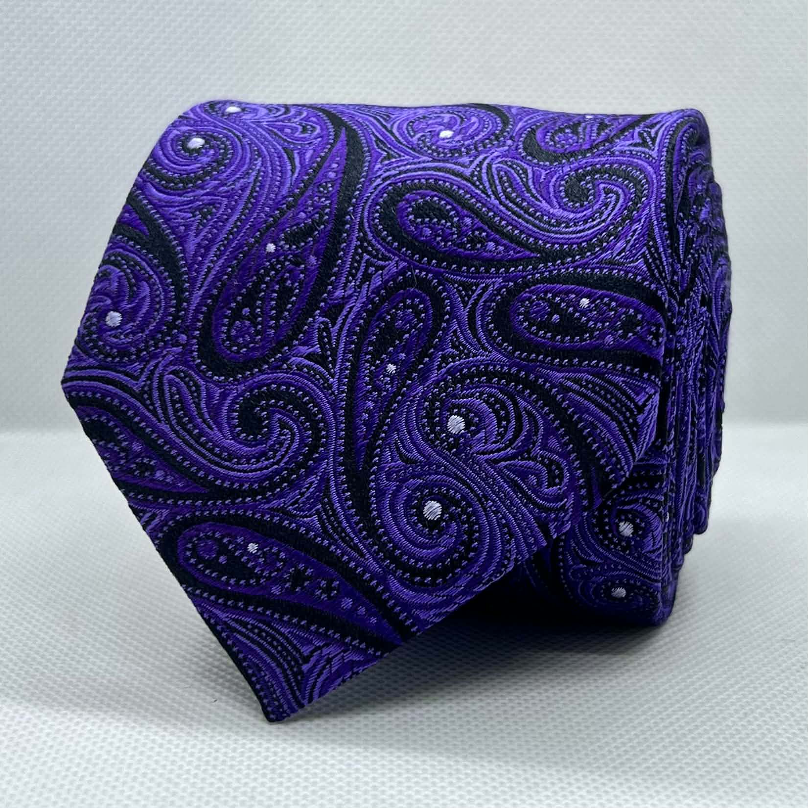 Purple and Black Paisley Silk Tie