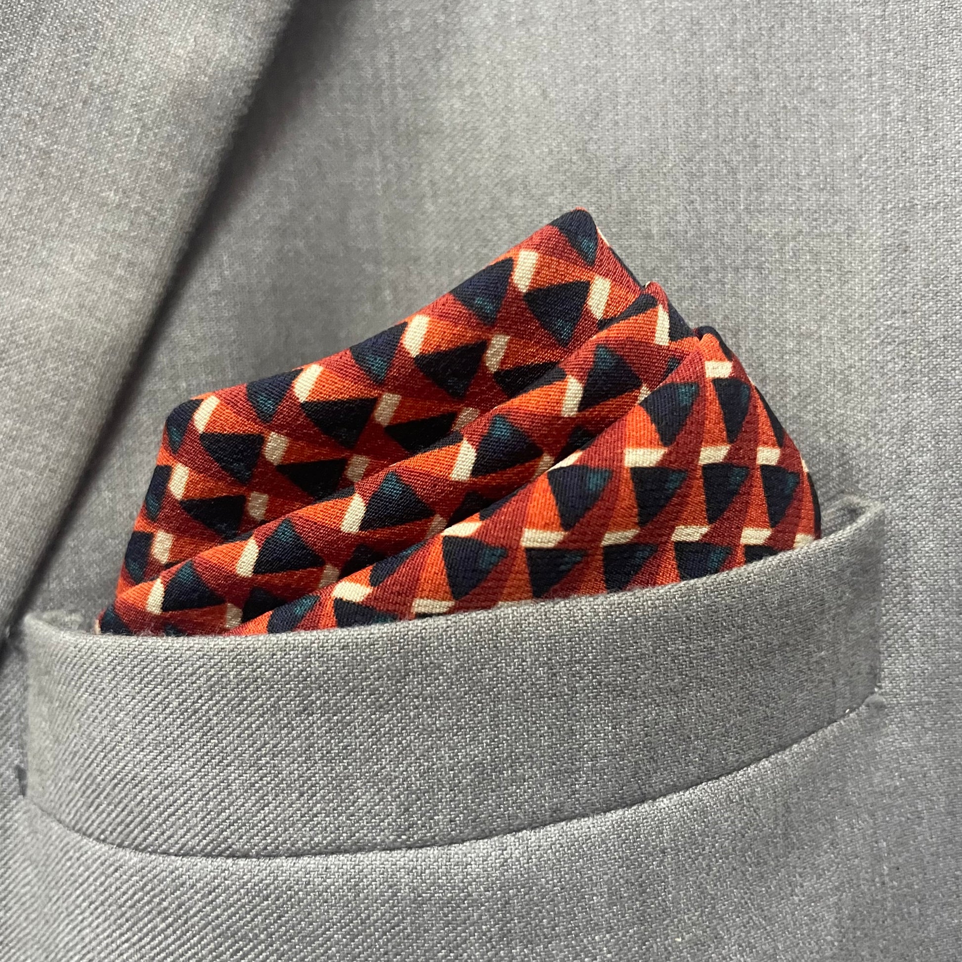13 by 13 inches Geometric Red Navy Pocket Square
