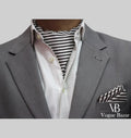 White with Black Stripes Cravat and Pocket Square Set