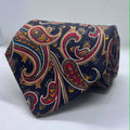 Navy Multi-Color Paisley Silk Broad Tie
