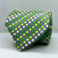 Grey Green & Lime Polka Dot Silk Tie