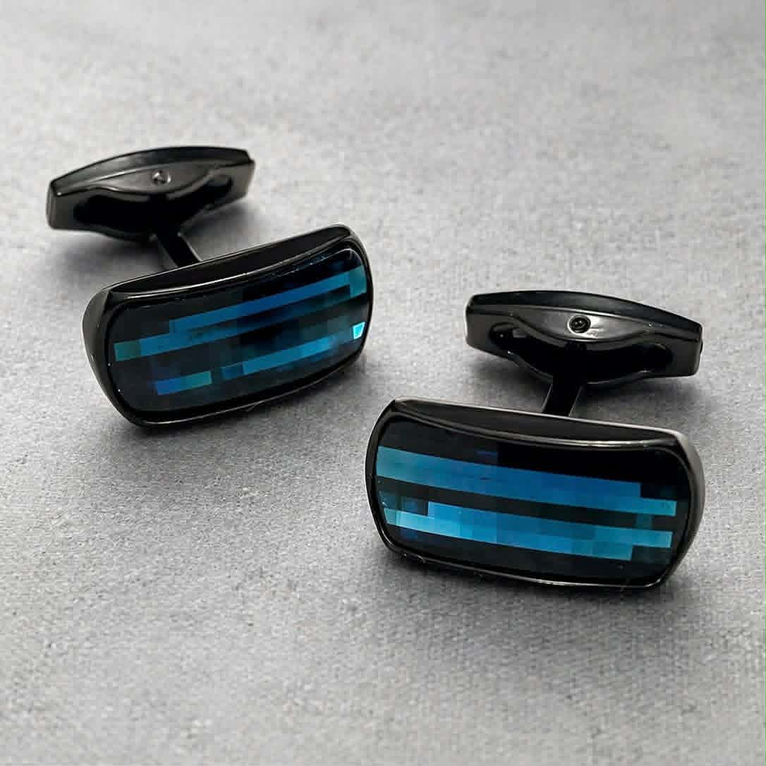 Black & Blue Modern Bar Cufflinks