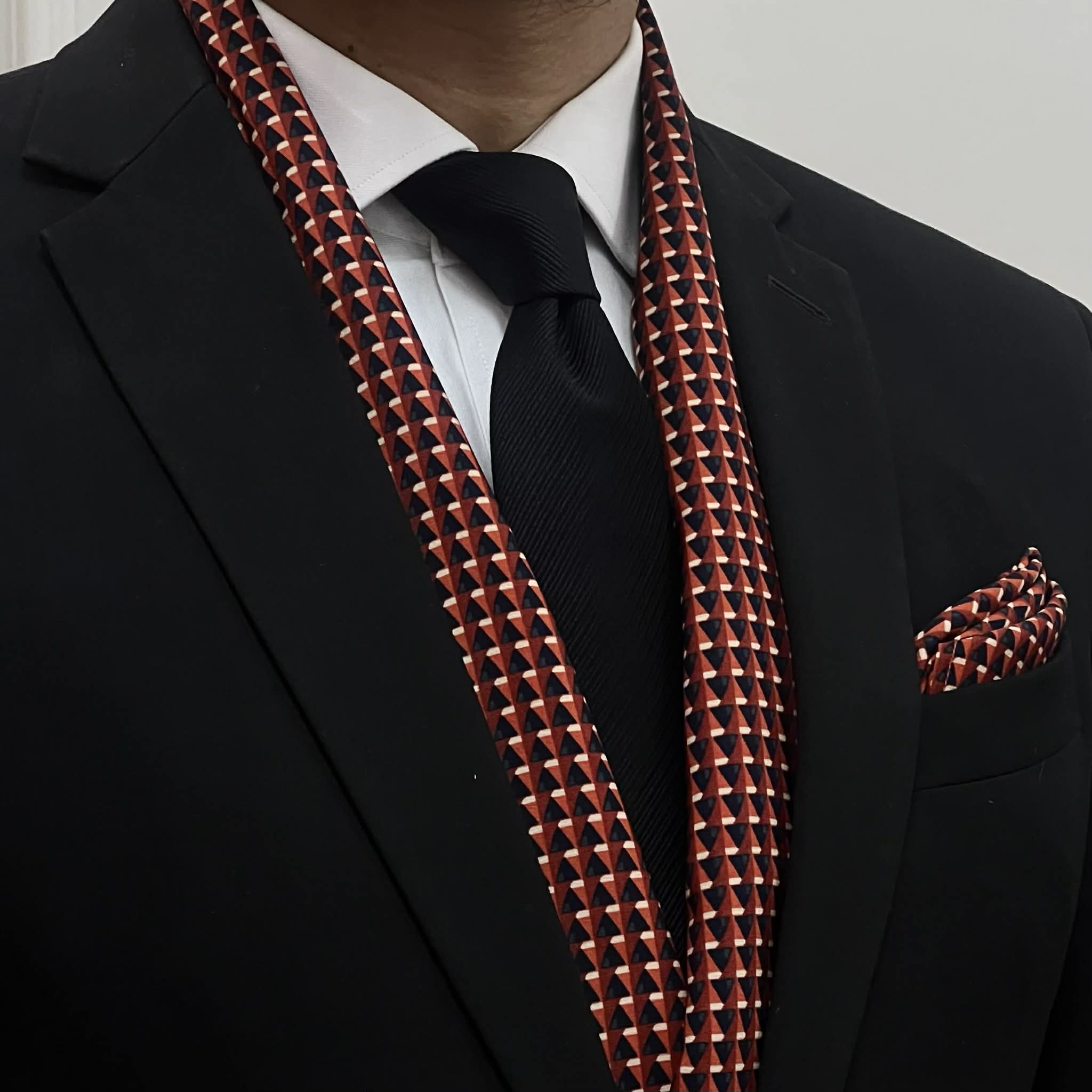Red Navy Scarf Pocket Square Set