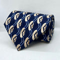 Navy Art Deco Link Silk Broad Tie