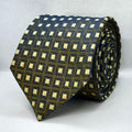 Deep Blue with Gold Framed Diamond Silk Tie