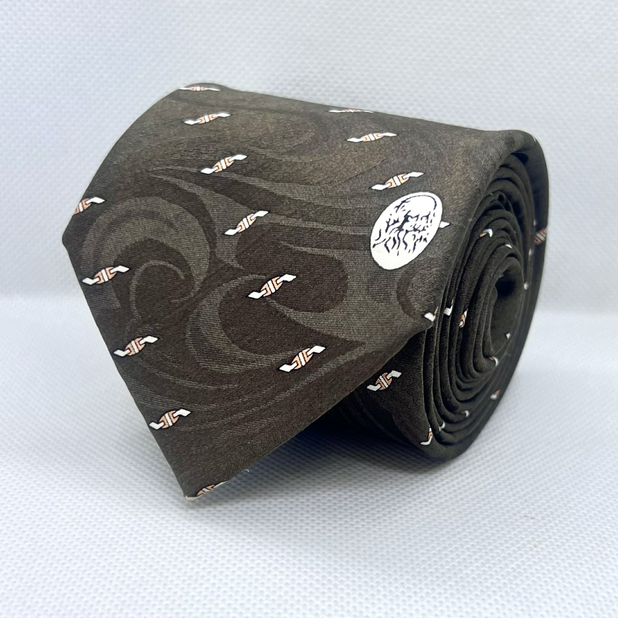 Dark Brown Printed Polyester Tie
