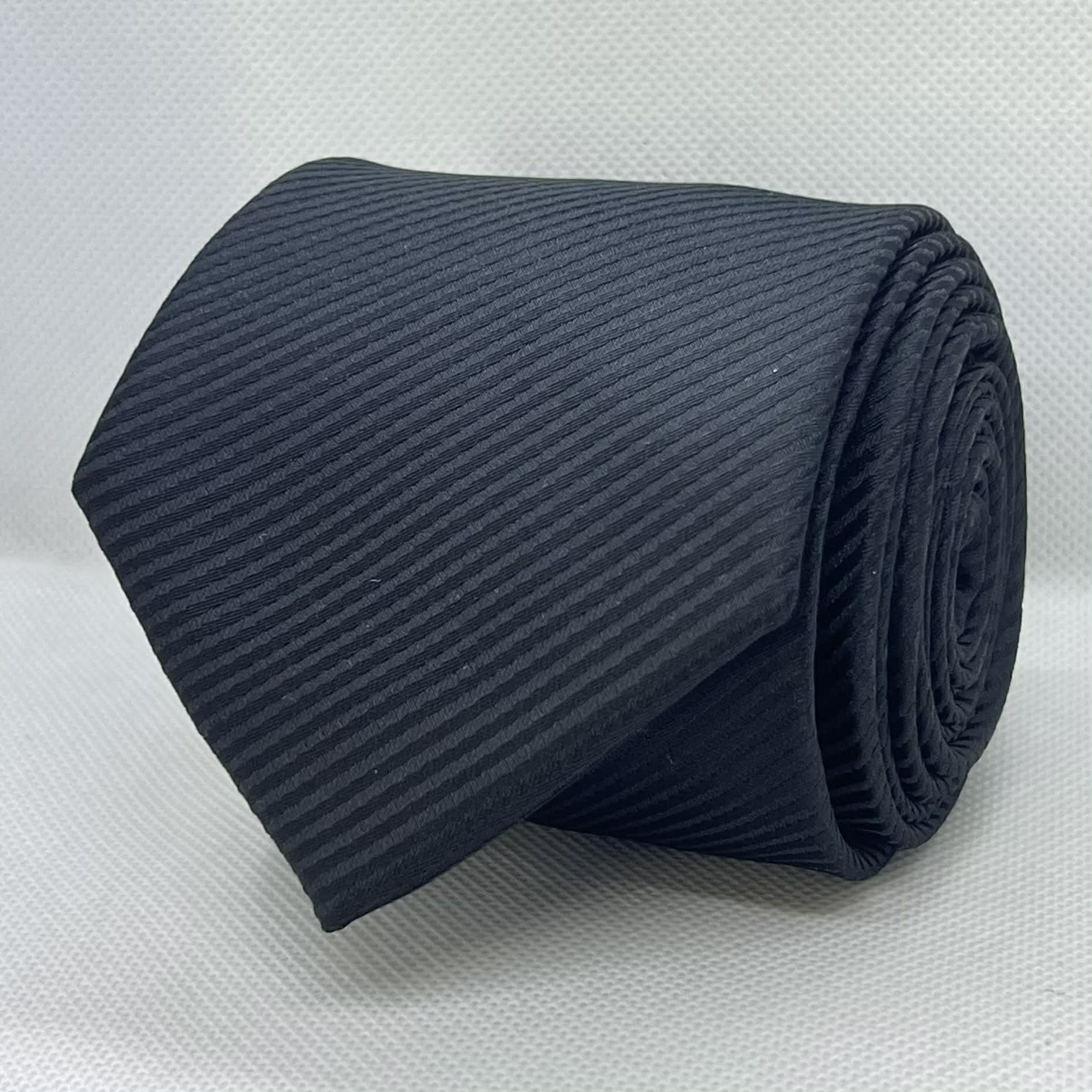 Jet Black Diagonal Microfiber Tie