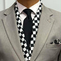 Black & White Checkerboard Scarf and Pocket Square Set