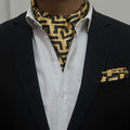 Yellow Black Zigzag Cravat and Pocket Square Set
