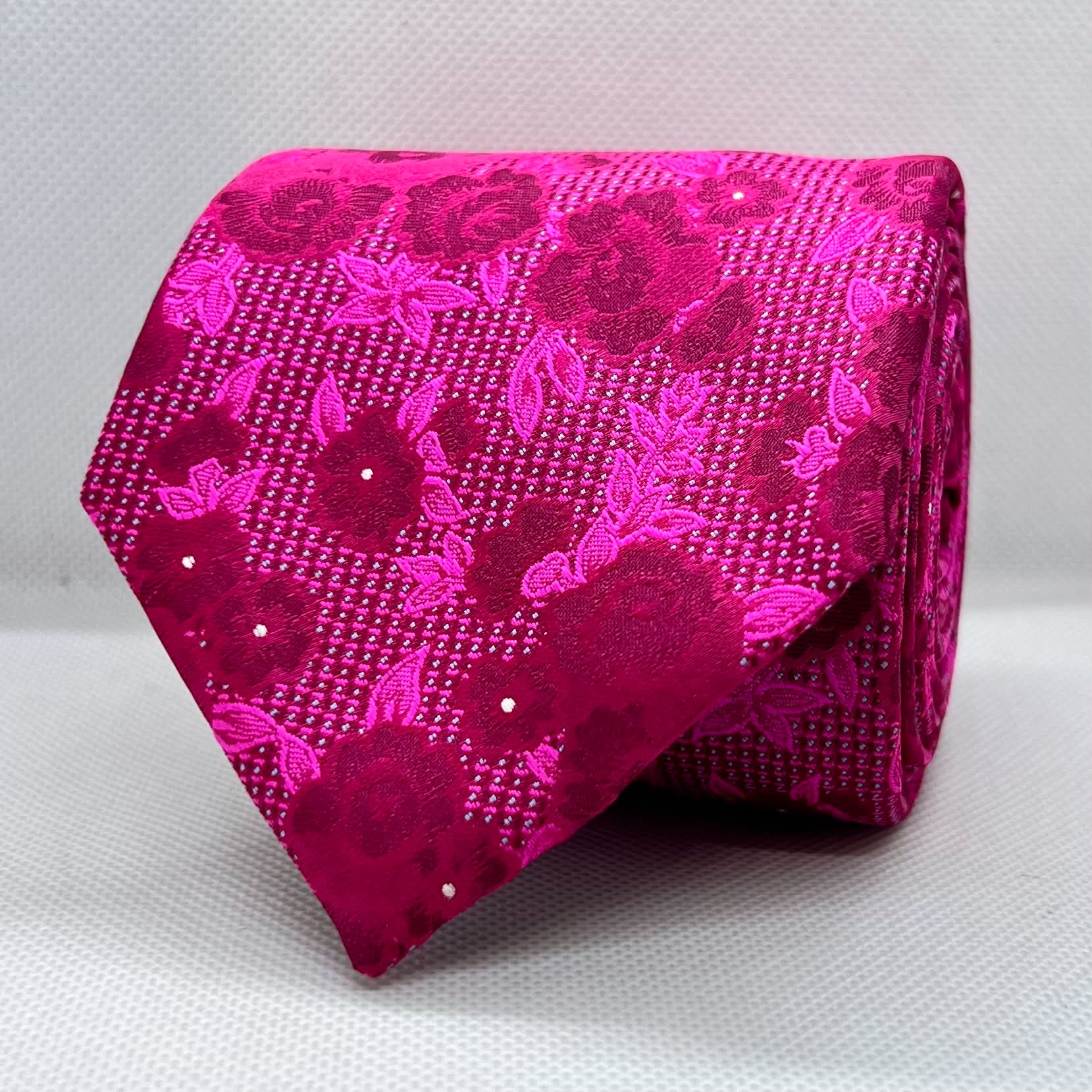 Pink Floral Polyester Tie