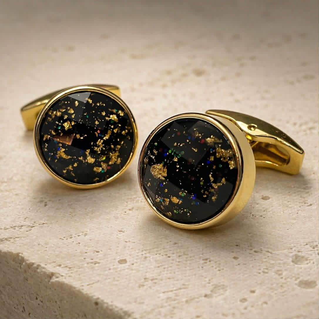 Black Galaxy Stone Gold Cufflinks
