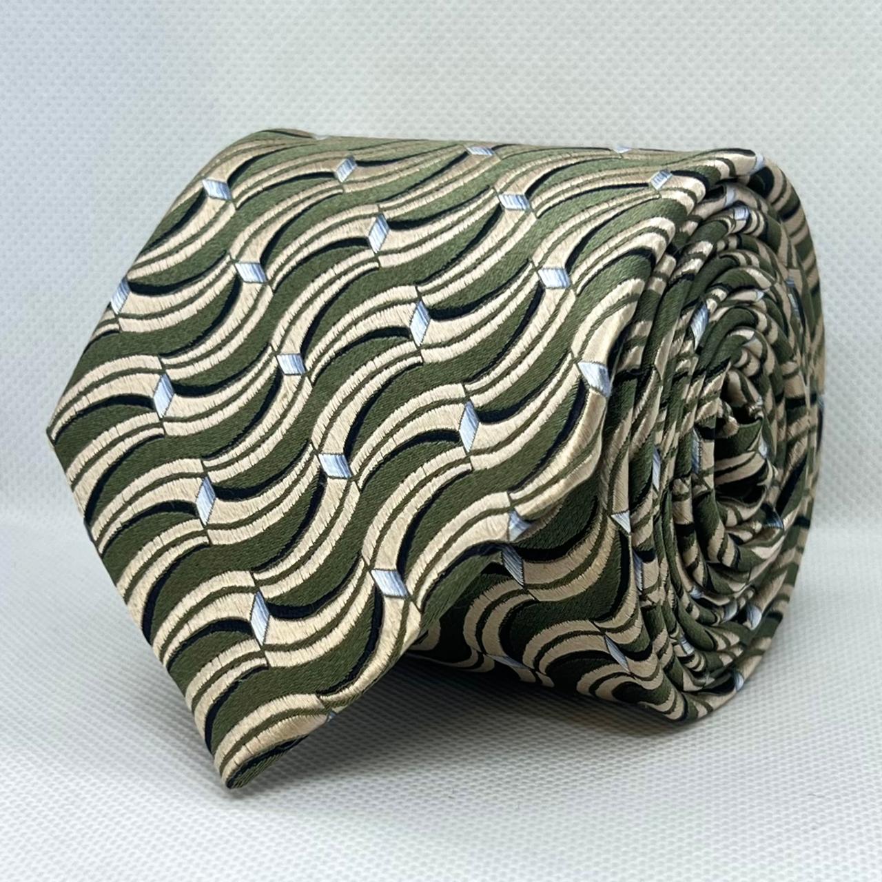 Green Wave Pattern Polyester Tie