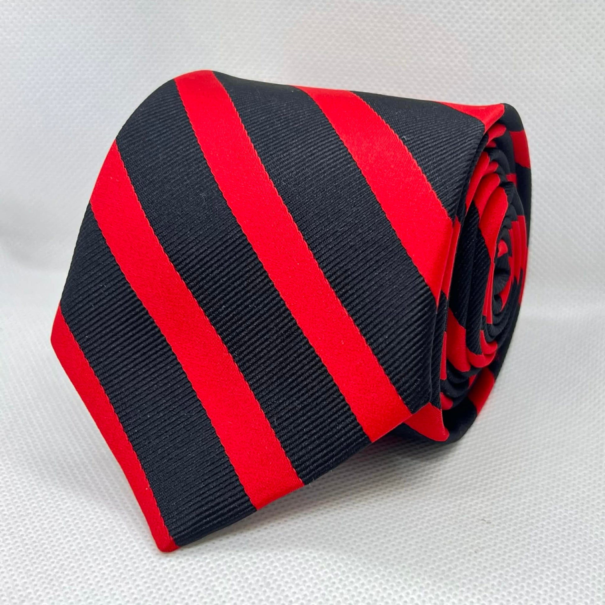 Black & Red Bold Stripe Polyester Tie