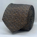 Black & Antique Gold Geometric Pattern Silk Tie