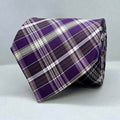 Purple White crosscheck Silk Tie