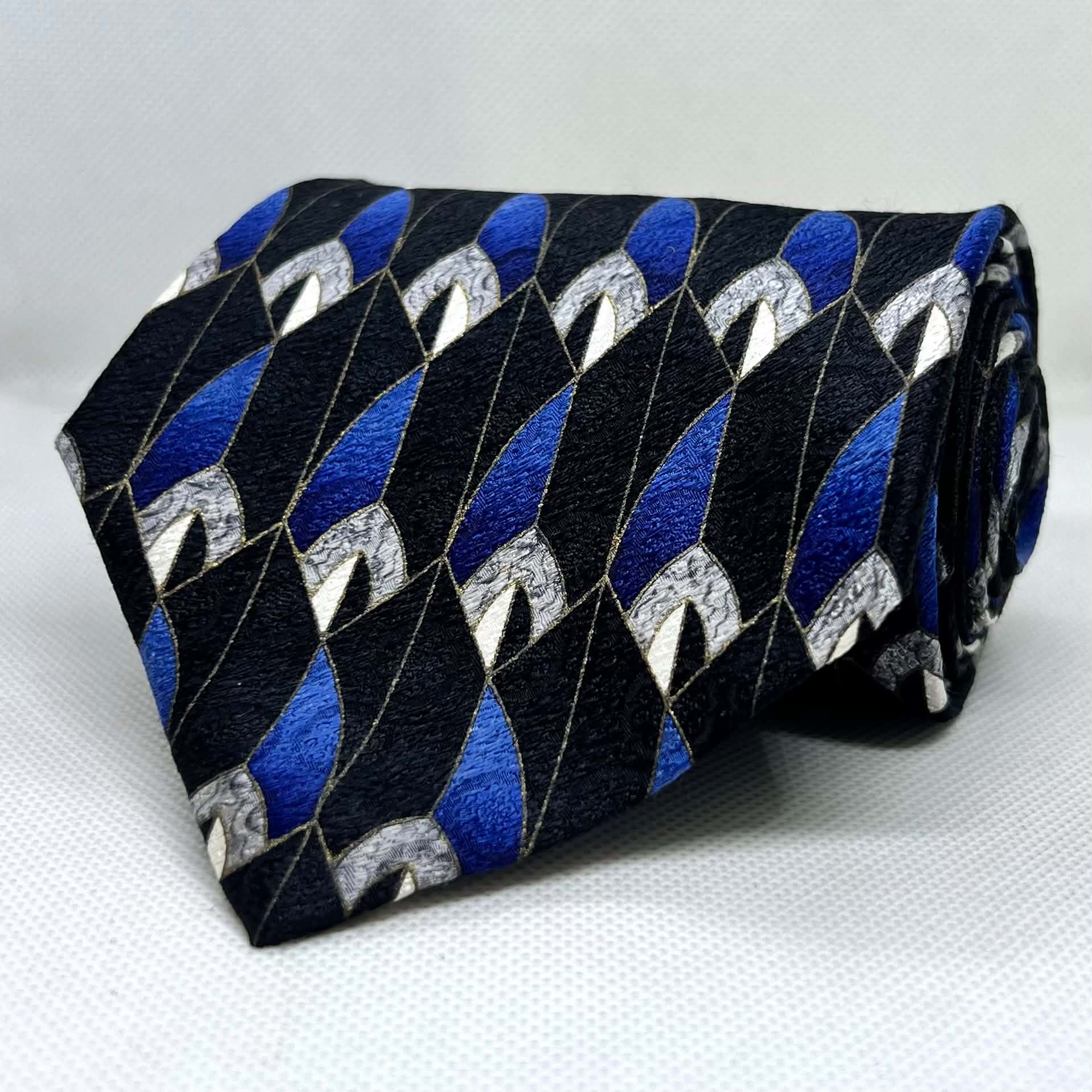 Obsidian Sapphire Designer Silk Broad Tie