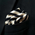 13 by 13 inches Cream and Black Striped Pocket Square