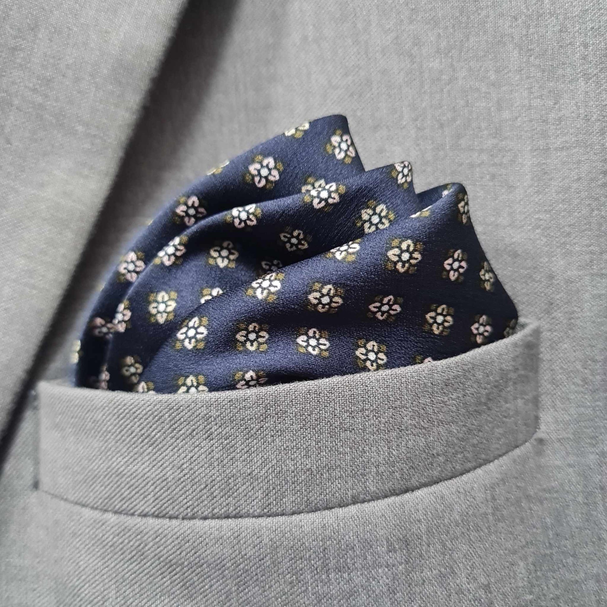 100% Silk Micro Motif Classic Dark Blue Premium Tie Set