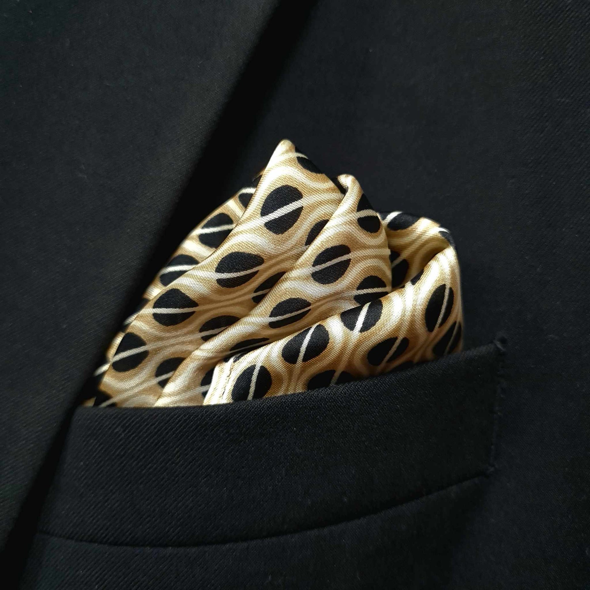 13 by 13 inches Luxury Golden with Repeat Pattern Pocket Square
