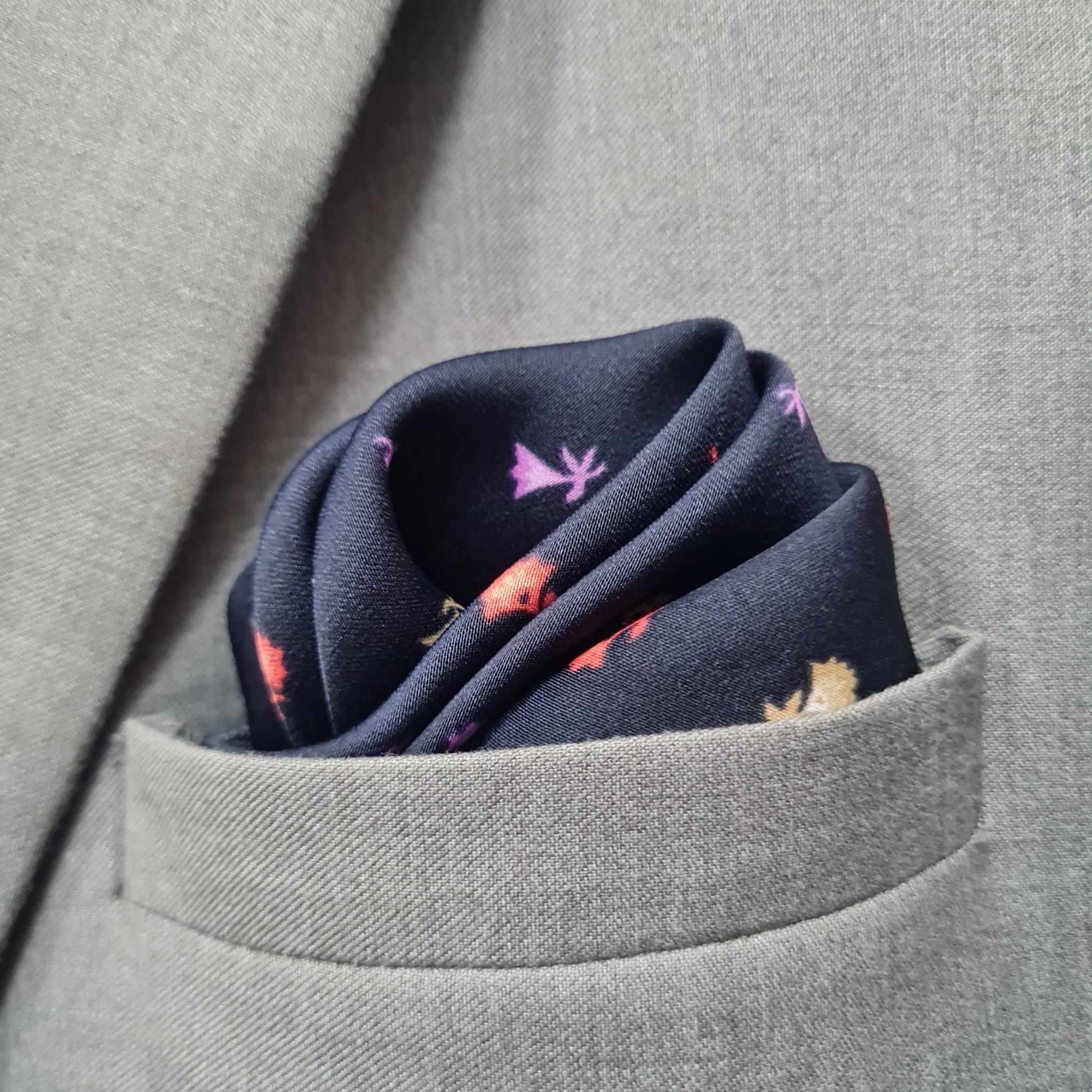 100% Polyester Blue Base with Colorful Small Flowers Print Premium Tie Set