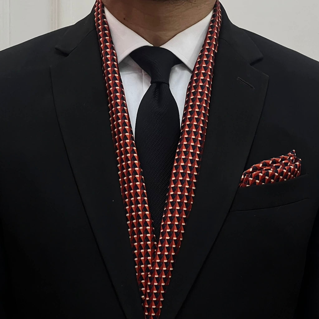 Red Navy Scarf Pocket Square Set