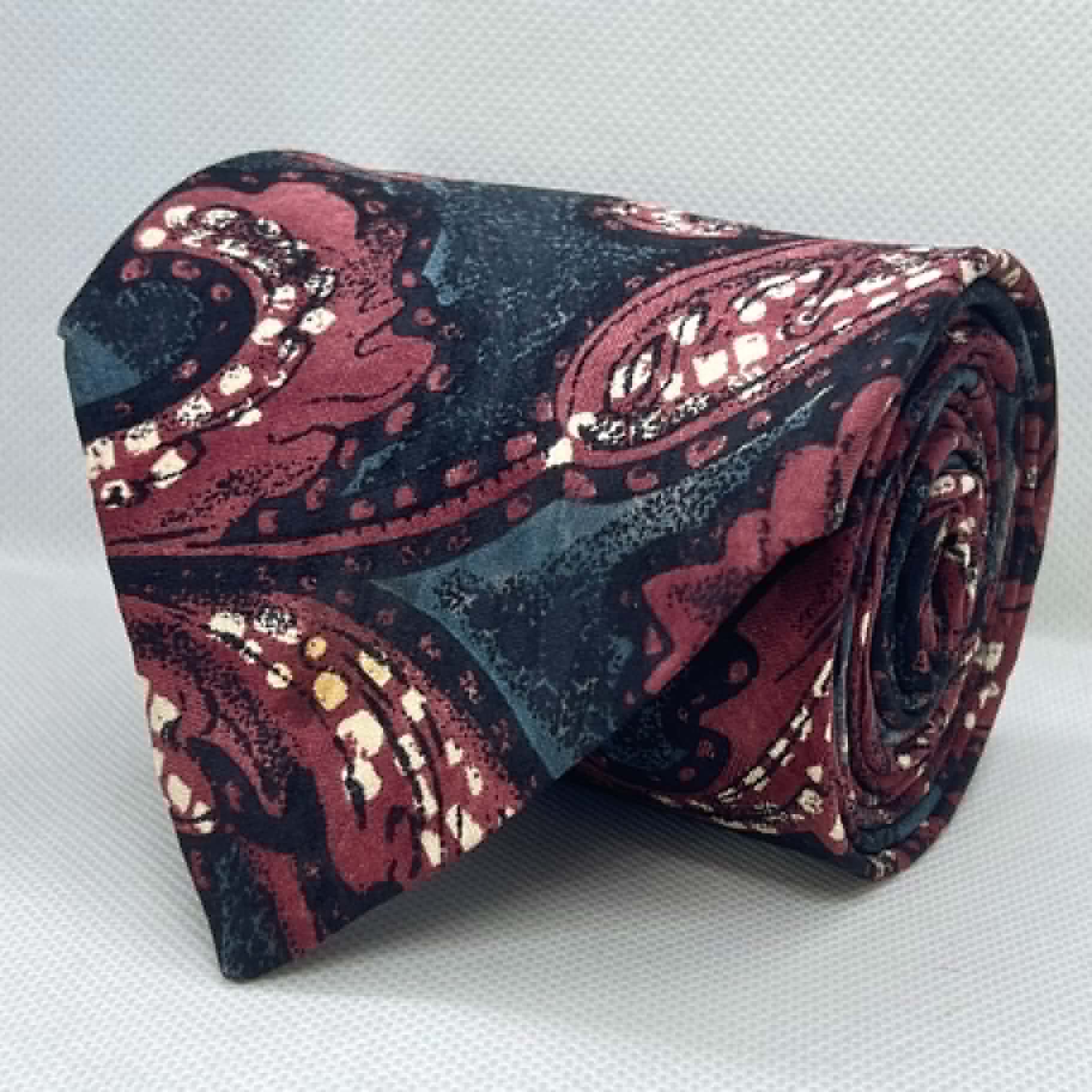 Burgundy Vintage Paisley Silk Broad Tie