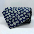 Blue Base Green Daimond Silk Broad Tie