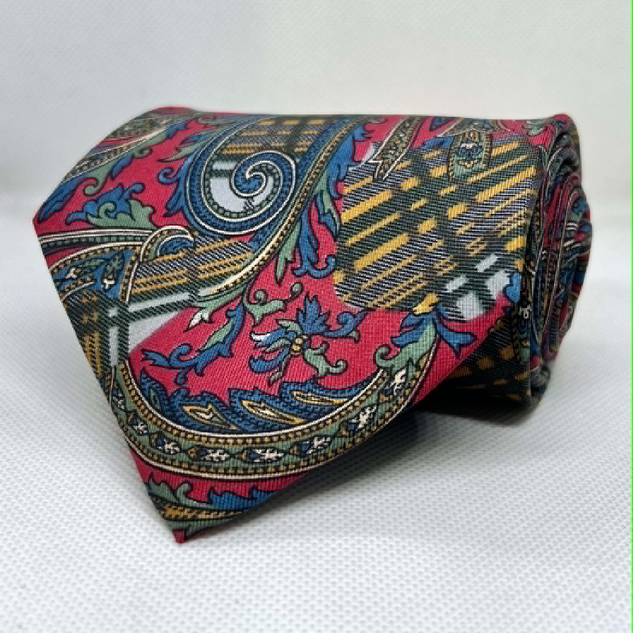 Crimson & Sapphire Paisley Silk Broad Tie