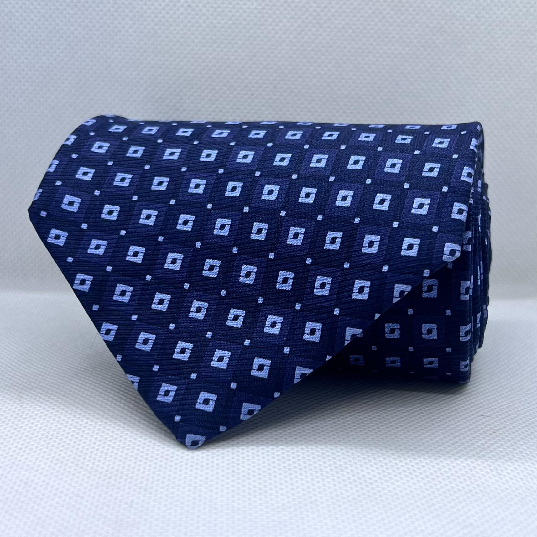 Blue Geometric Broad Silk Tie