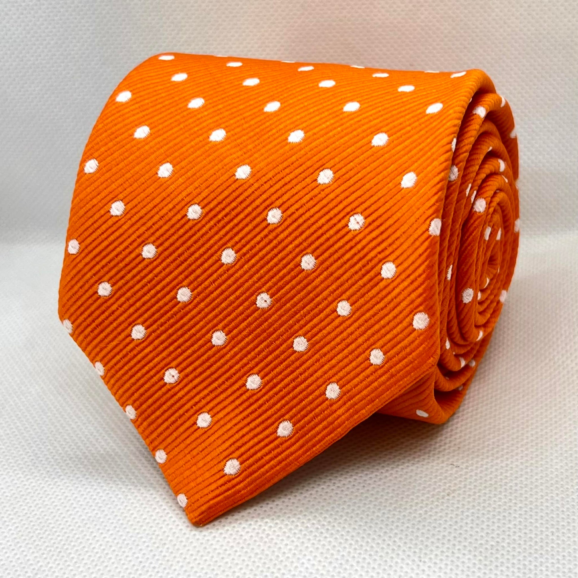 Orange & White Polka Dot Polyester
