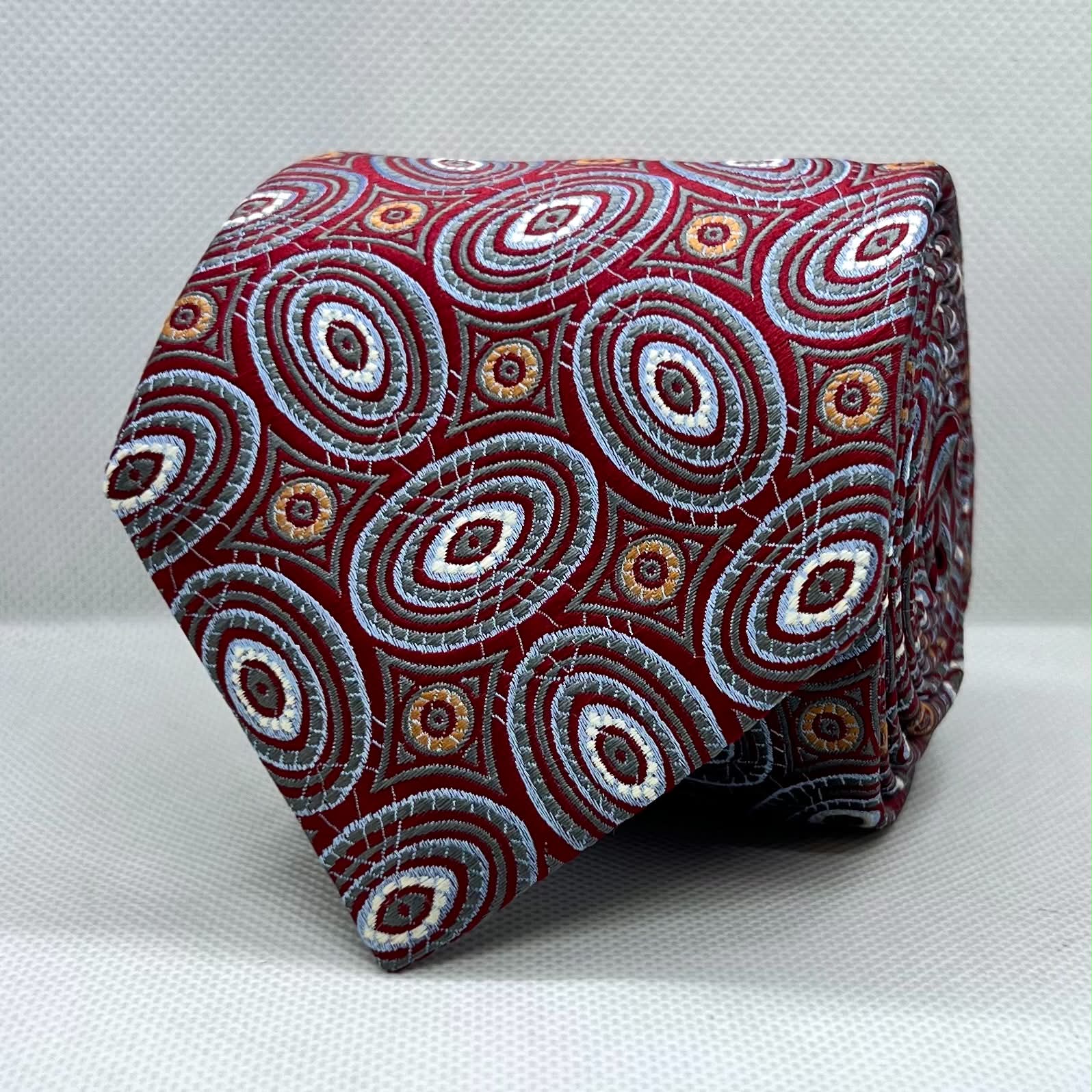 Red Base Blue Circular Polyester Tie