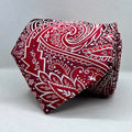 Burgundy & White Paisley Polyester Tie