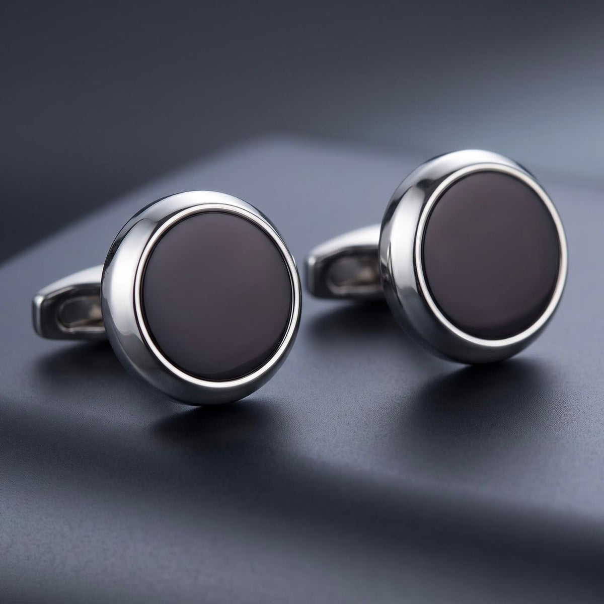 Midnight Black Onyx Silver Cufflink
