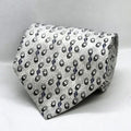 100% Silk Silver & Black Oval Micro-Pattern Broad Tie