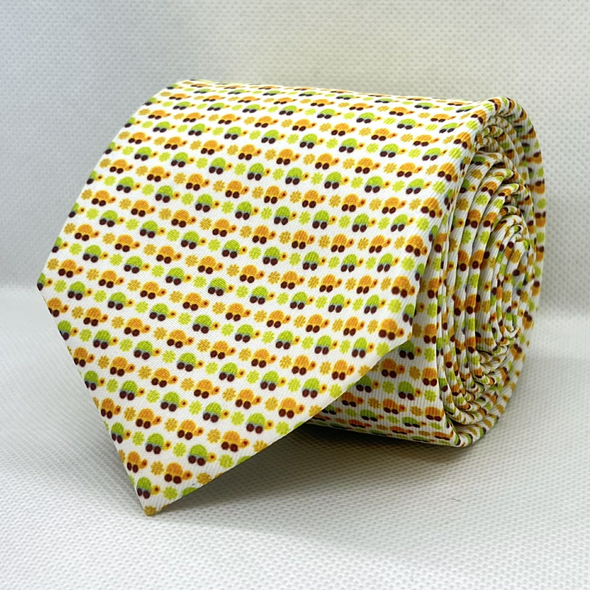 White Floral Dot Pattern Polyester Tie