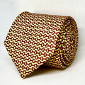 Cream Gold & Red Linked Motif Polyester Tie