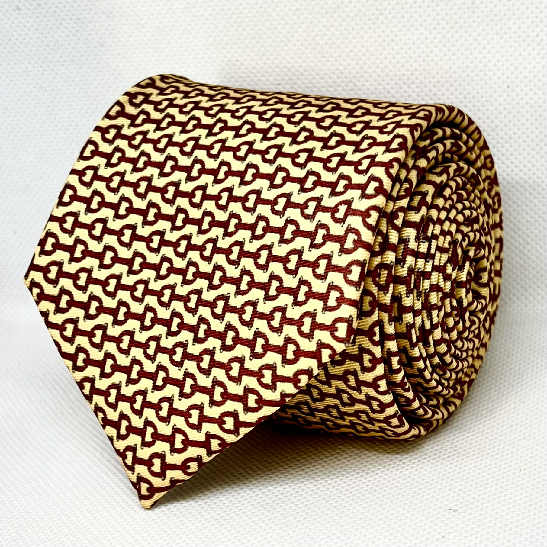 Gold and Maroon Chain Link Tie Set
