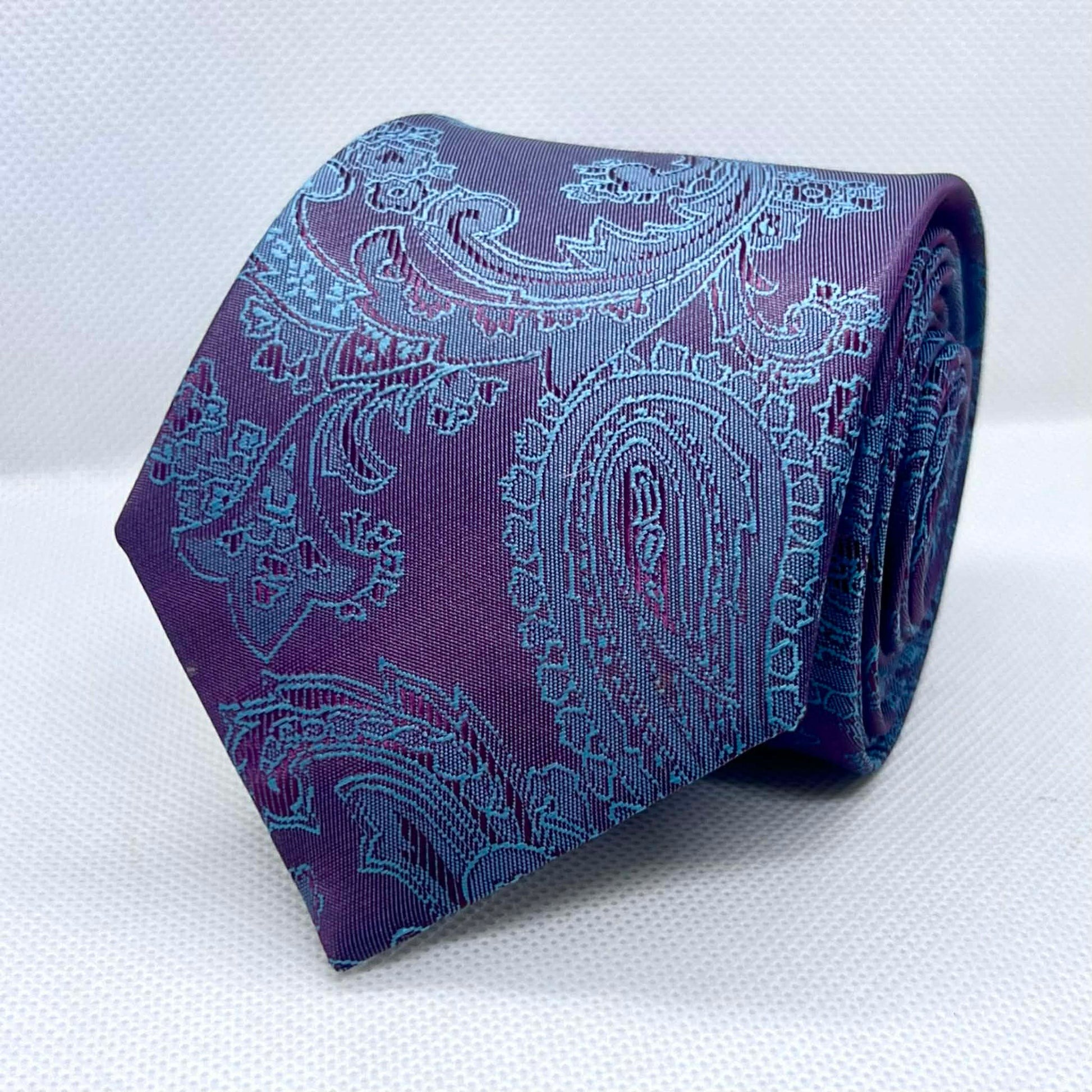 100% Polyester Royal Purple & Teal Paisley Tie